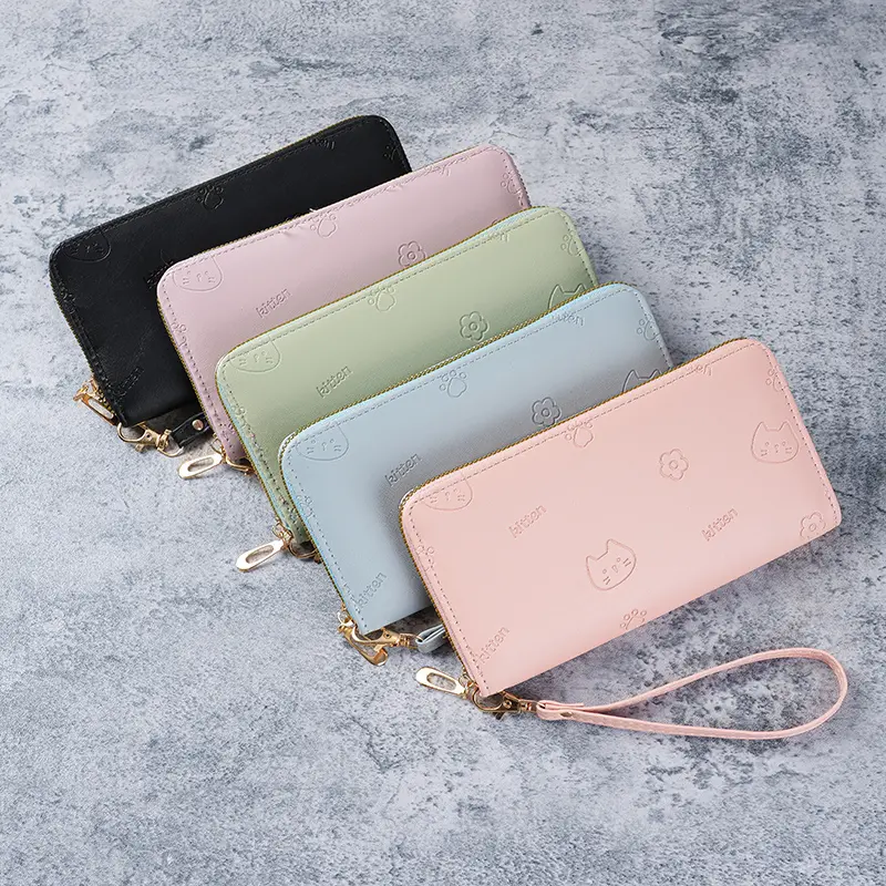 Korean version long wallet, women's fashion, simple zipper, zero wallet, large capacity, multiple card slots, card bag, women's