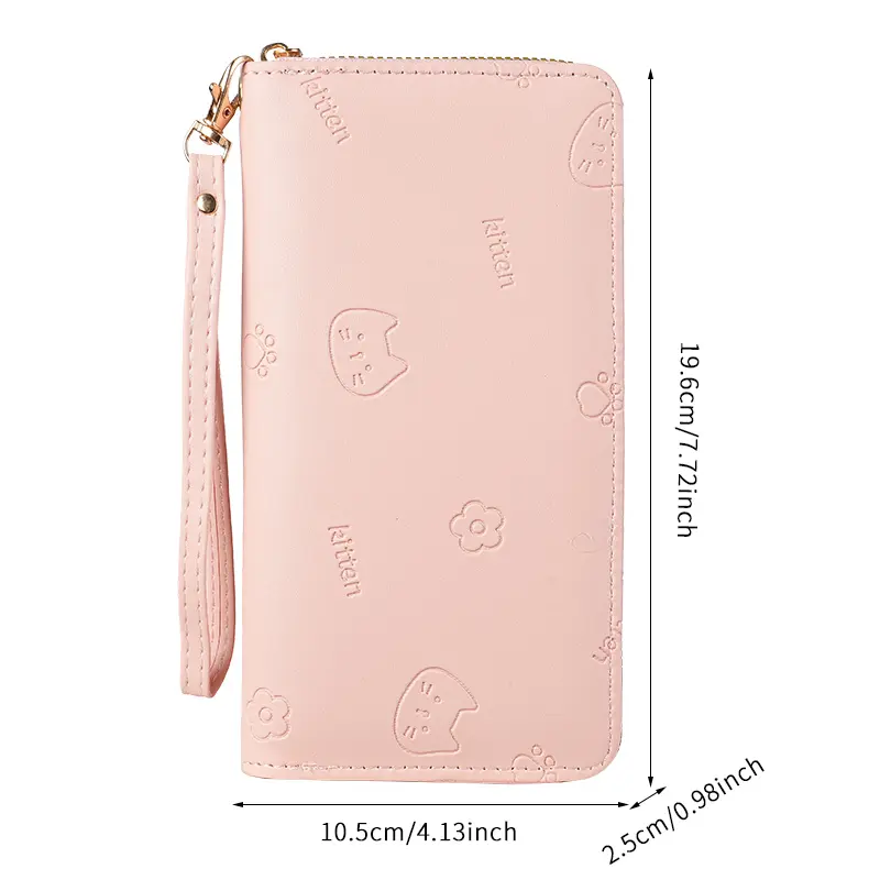 Korean version long wallet, women's fashion, simple zipper, zero wallet, large capacity, multiple card slots, card bag, women's