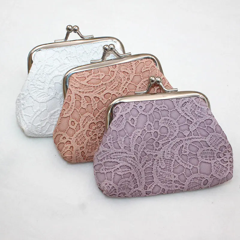 PU Lace Embossed Small Wallet Clutch Bag Mini Coin Purse Data Cable Organizer Portable Pouch Girl Women's Money-Bags