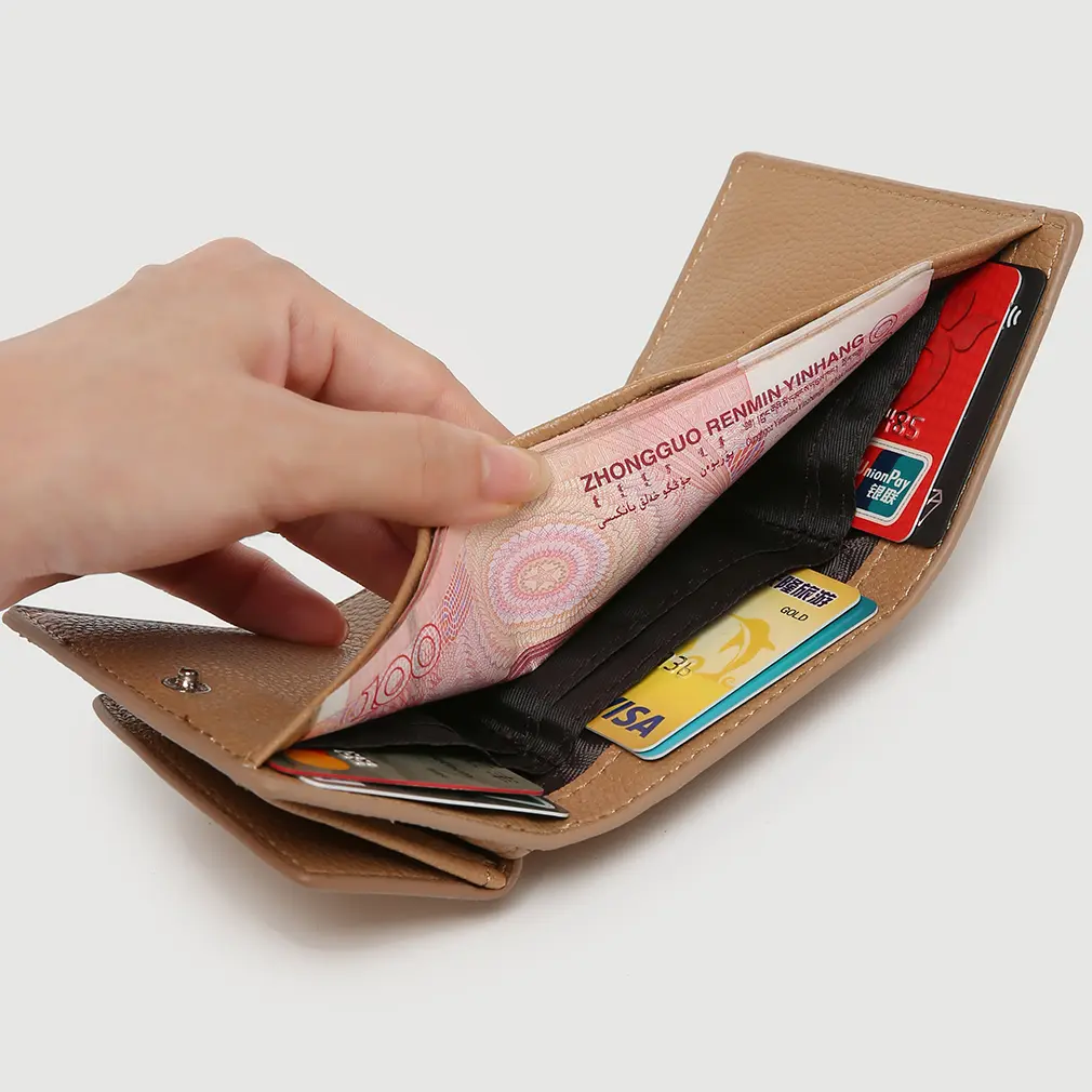 New Women PU Leather Purses Female Cowhide Wallets Lady Small Coin Pocket Rfid Card Holder Mini Money Bag Portable Clutch