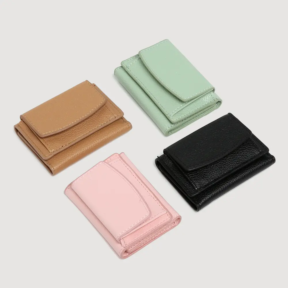 New Women PU Leather Purses Female Cowhide Wallets Lady Small Coin Pocket Rfid Card Holder Mini Money Bag Portable Clutch