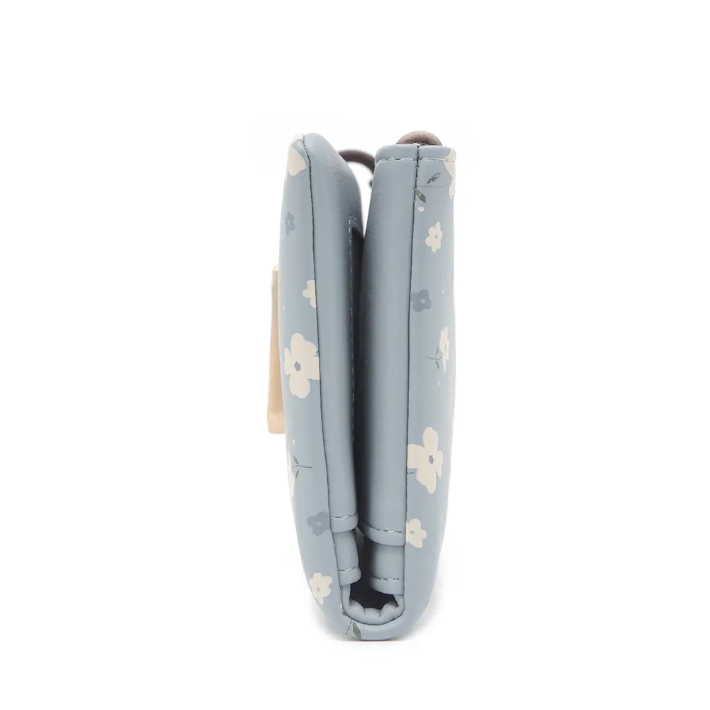 Long handbag female 2024 spring/summer new Korean PU printed zipper buckle collapsible multi-function long wallet can be wrist m