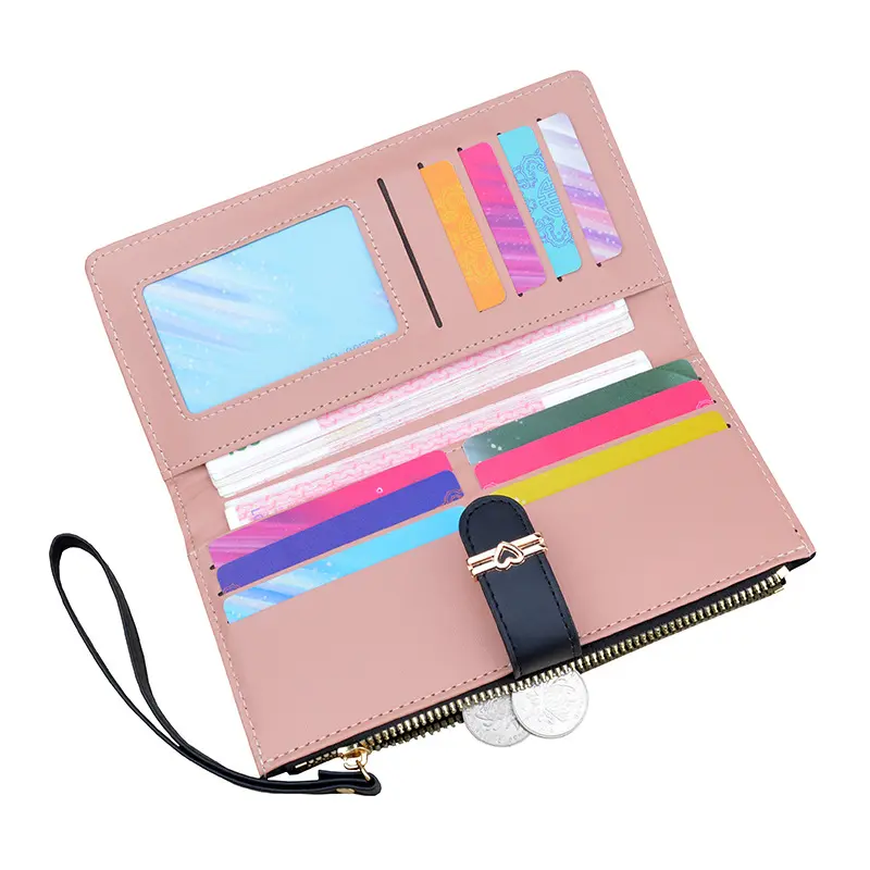 New Wallet Women's Long Multi Card Card Bag Zipper Buckle Money Clip Fashion Simple Soft Leather Clip Change Handbag