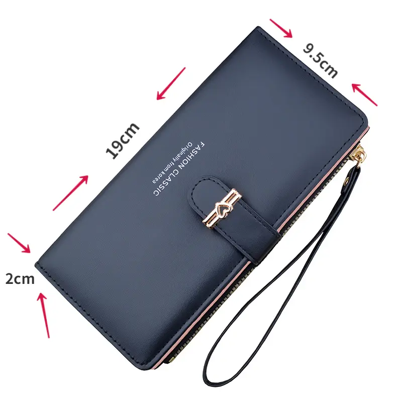New Wallet Women's Long Multi Card Card Bag Zipper Buckle Money Clip Fashion Simple Soft Leather Clip Change Handbag