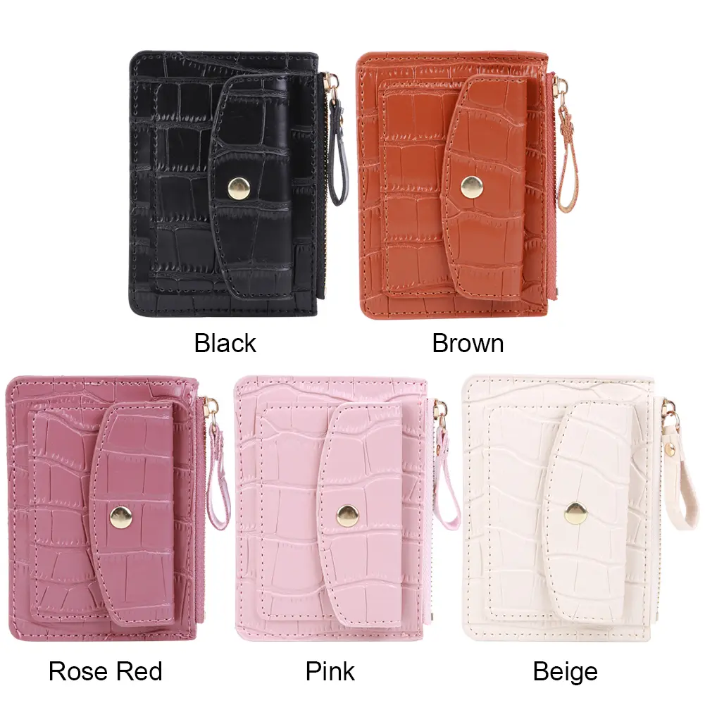 Women Simple Card Bag PU Leather Fashion Short Wallet Solid Color Casual Money Wallet Daily Bag for Ladies