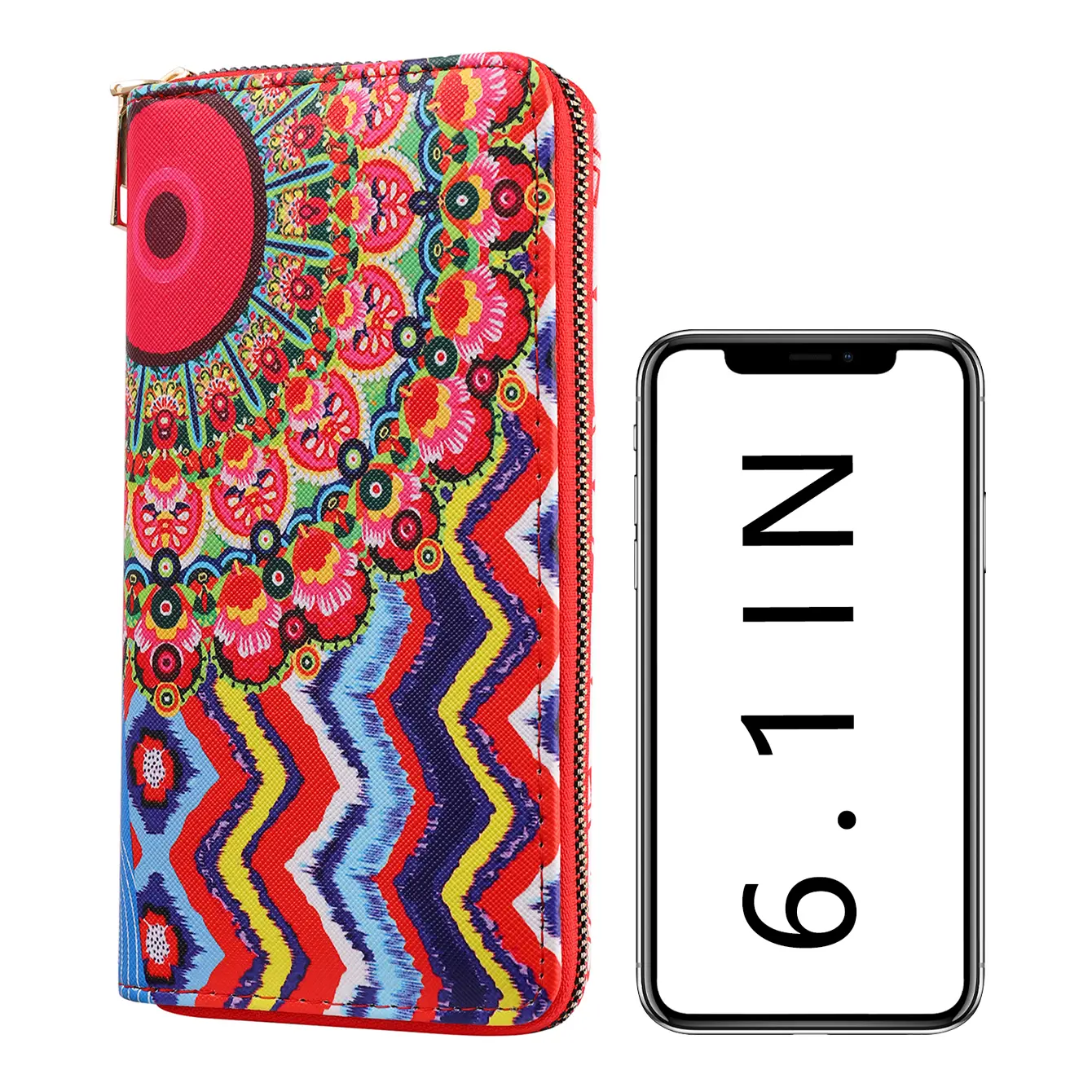Fashionable Retro Wallet With Floral Pattern Print Multifunctional Card Bag Long Style Easy To Hold Together