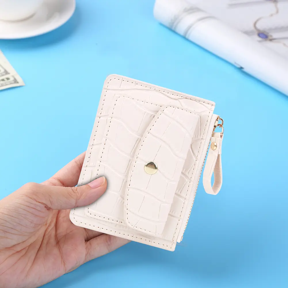 Women Simple Card Bag PU Leather Fashion Short Wallet Solid Color Casual Money Wallet Daily Bag for Ladies