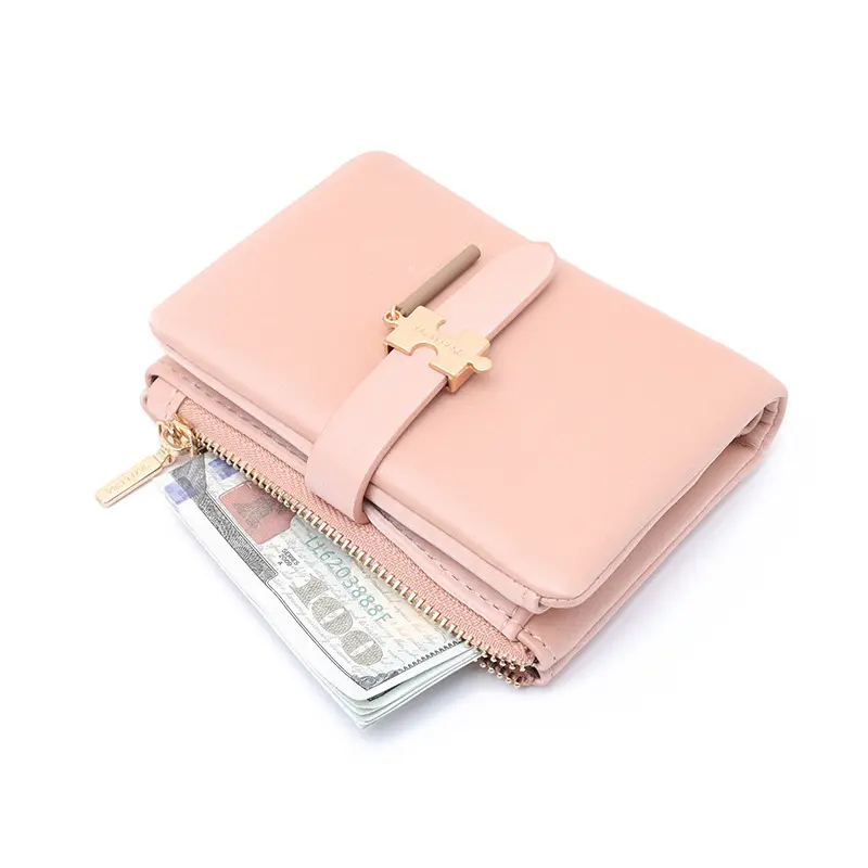 Autumn and winter new women's short wallet Korean Pu leather zipper folding zipper buckle small female fashion gift boutique hig