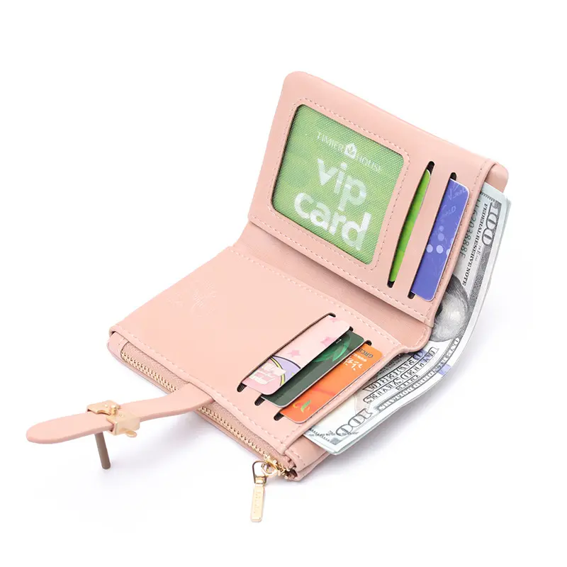 Autumn and winter new women's short wallet Korean Pu leather zipper folding zipper buckle small female fashion gift boutique hig