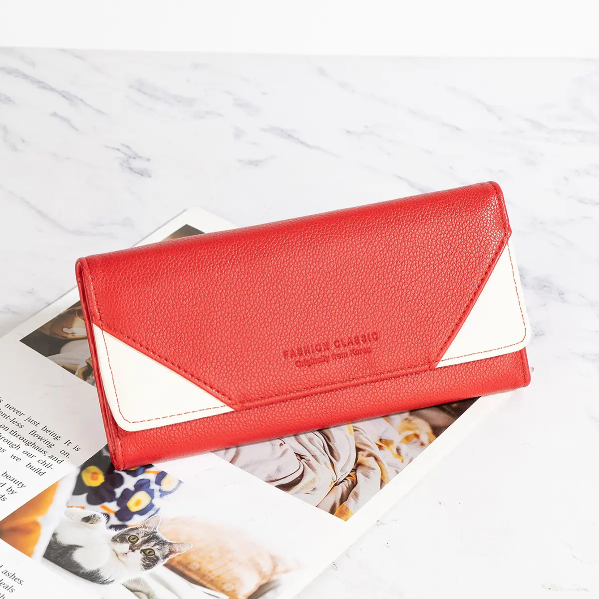 New Women's Wallet Office Large Capacity Card Coin Storage Simple Texture Folding Positions High end Handheld Long Wallet