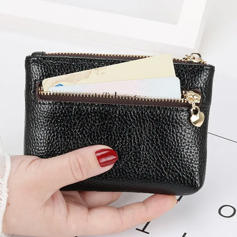 1Pcs PU Leather Coin Purse Women Mini Change Purses Kids Coin Pocket Wallets Key Chain Holder Zipper Pouch Card Holder Wallet