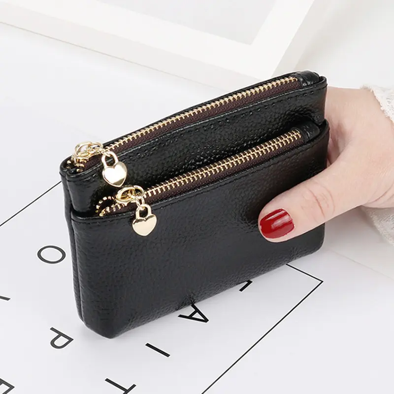 1Pcs PU Leather Coin Purse Women Mini Change Purses Kids Coin Pocket Wallets Key Chain Holder Zipper Pouch Card Holder Wallet