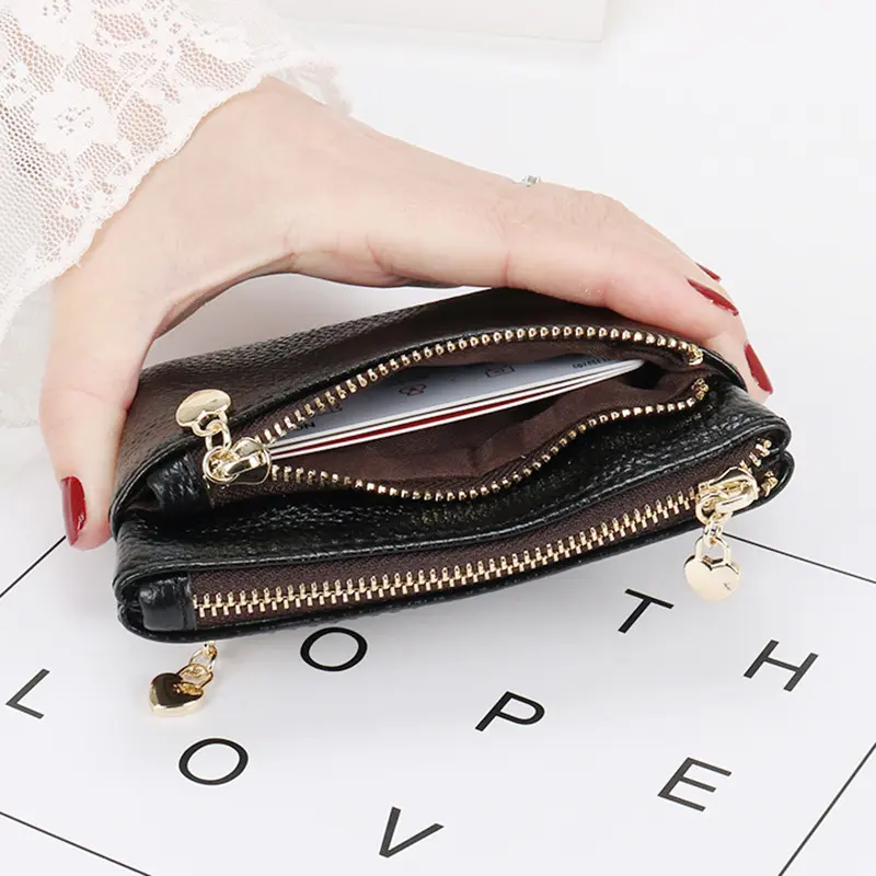 1Pcs PU Leather Coin Purse Women Mini Change Purses Kids Coin Pocket Wallets Key Chain Holder Zipper Pouch Card Holder Wallet