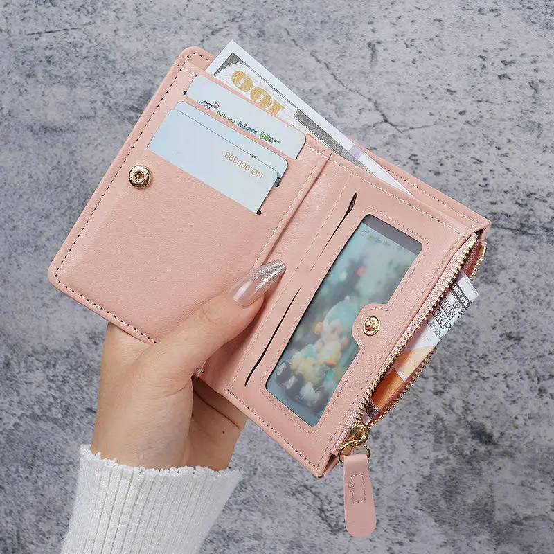 Folding Short Wallets Women Floral Embroidery PU Leather Texture Wallet Money Coin Bags Fashion All-match Designs Card Holders