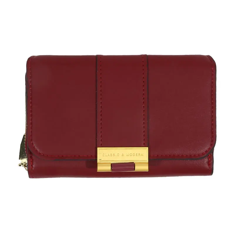 Women Three Fold Wallet Fashion Solid Color Coin Purse Multifunctional  Female Long Women Purses Zipper Card Holder