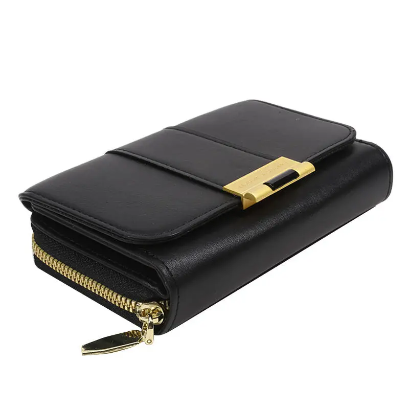 Women's Wallet with Multifunctional Buckle Zipper for Ladies Three Fold Folding Wallets Stylish Elegant Versatile PU Coin Purse
