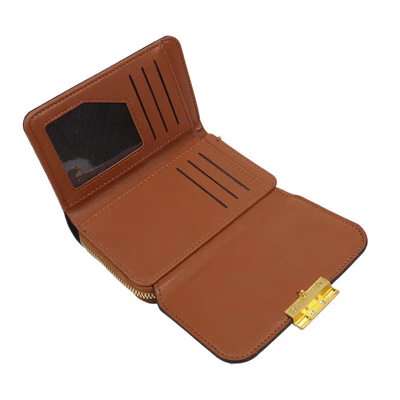 Women's Wallet with Multifunctional Buckle Zipper for Ladies Three Fold Folding Wallets Stylish Elegant Versatile PU Coin Purse