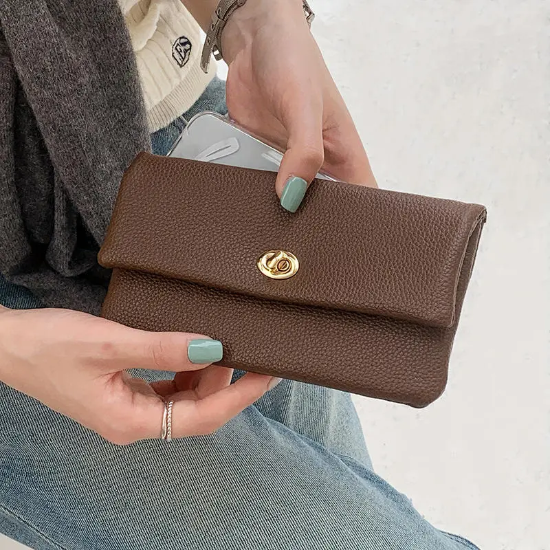 Litchi Pattern Zipper Mini Wallet Soft PU Leather Coin Purse Women Men Large Capacity Bag Keychain Clutch Bag Money Pouch Holder