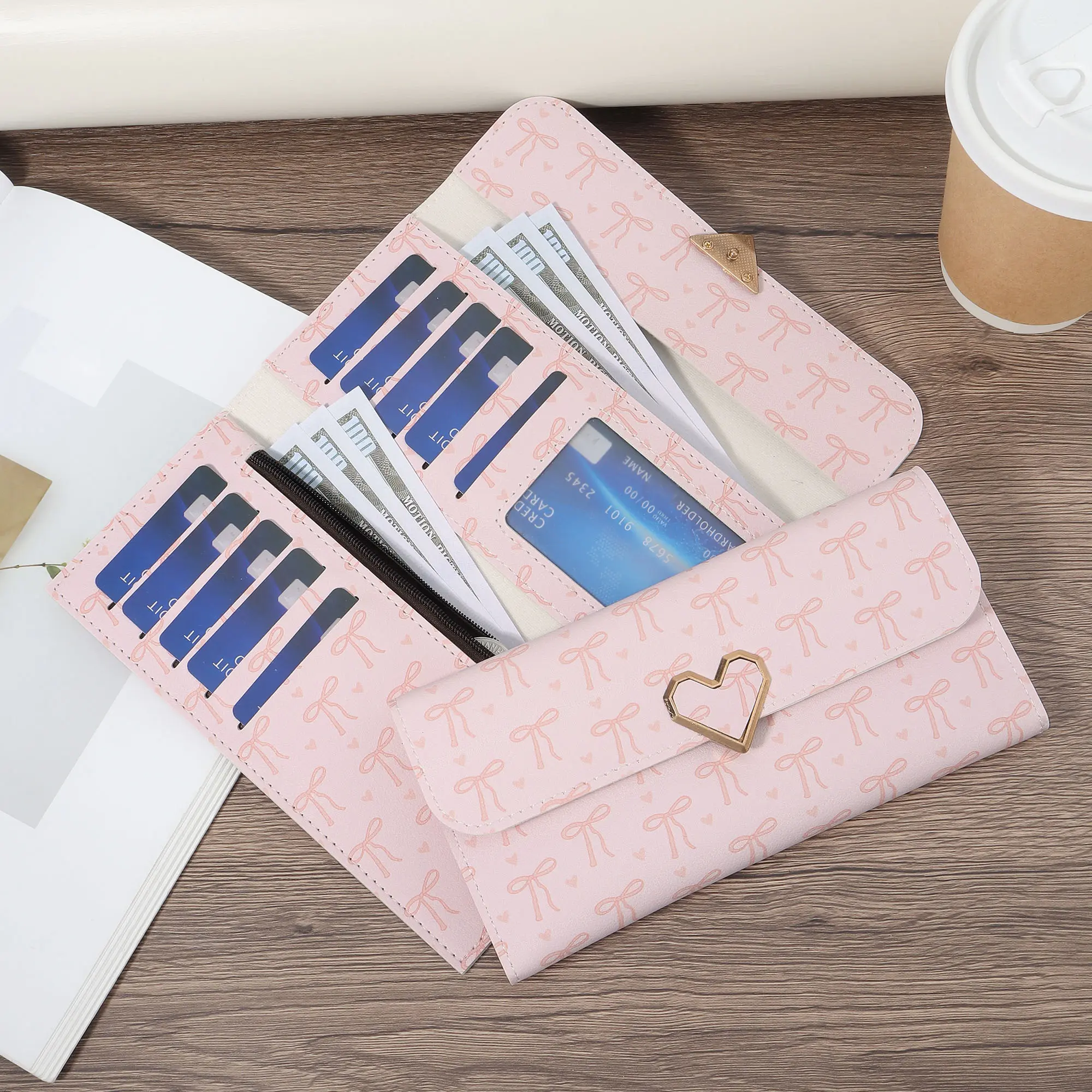 New Fashion Women's Letter Paper Detail Long Wallet, Multi Card Slot Women's Fashion Long Wallet