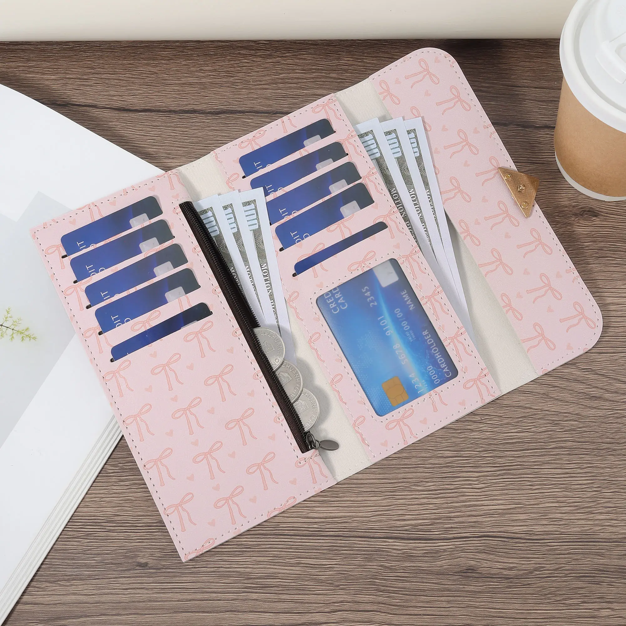New Fashion Women's Letter Paper Detail Long Wallet, Multi Card Slot Women's Fashion Long Wallet