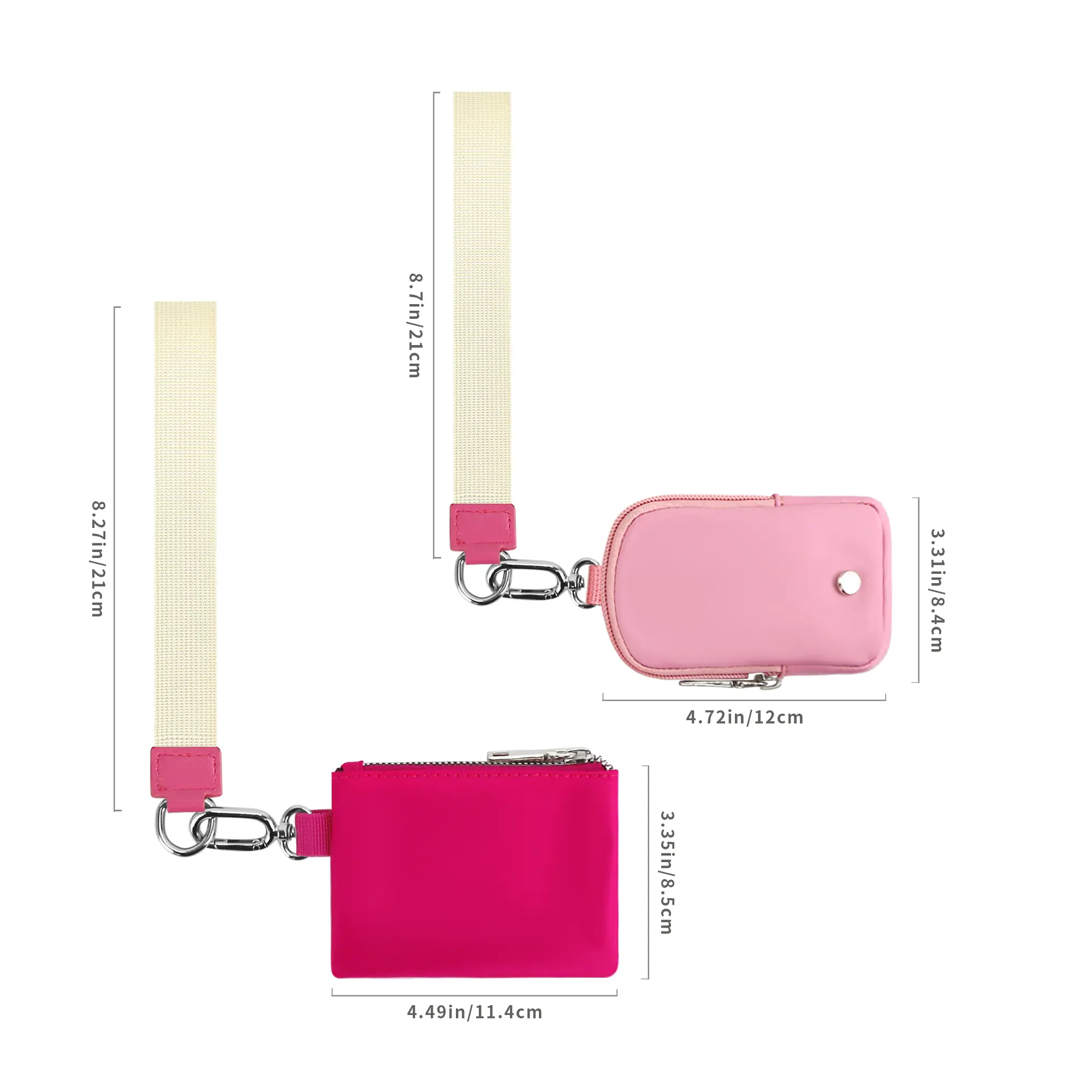 Double Wrist Wallet, Coin Purse With Dual Pouch, Has Card Slot, Wristlet Key Chain Bracelet Card Holder Wallet For Outdoor Sport