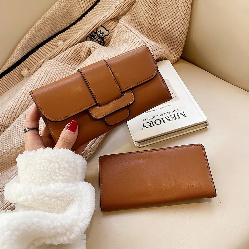 Women Trifold Wallets and Purses Vintage Women Long PU Leather Wallet Female Clutch Purse Hasp Female Phone Bag Girls Card Bags