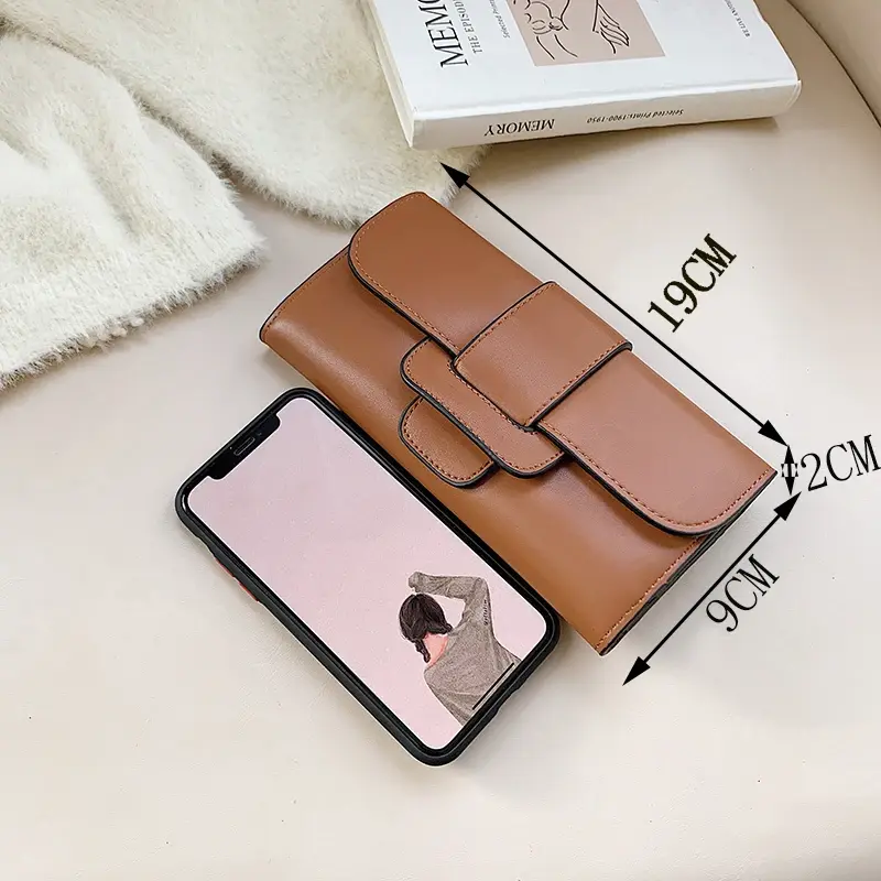 Women Trifold Wallets and Purses Vintage Women Long PU Leather Wallet Female Clutch Purse Hasp Female Phone Bag Girls Card Bags