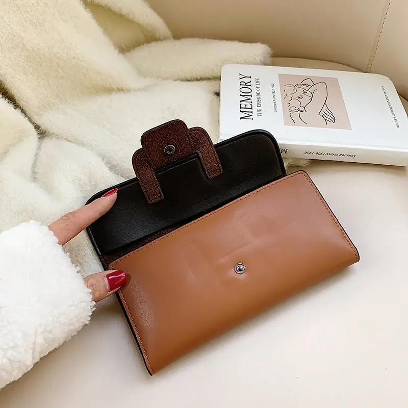 Women Trifold Wallets and Purses Vintage Women Long PU Leather Wallet Female Clutch Purse Hasp Female Phone Bag Girls Card Bags