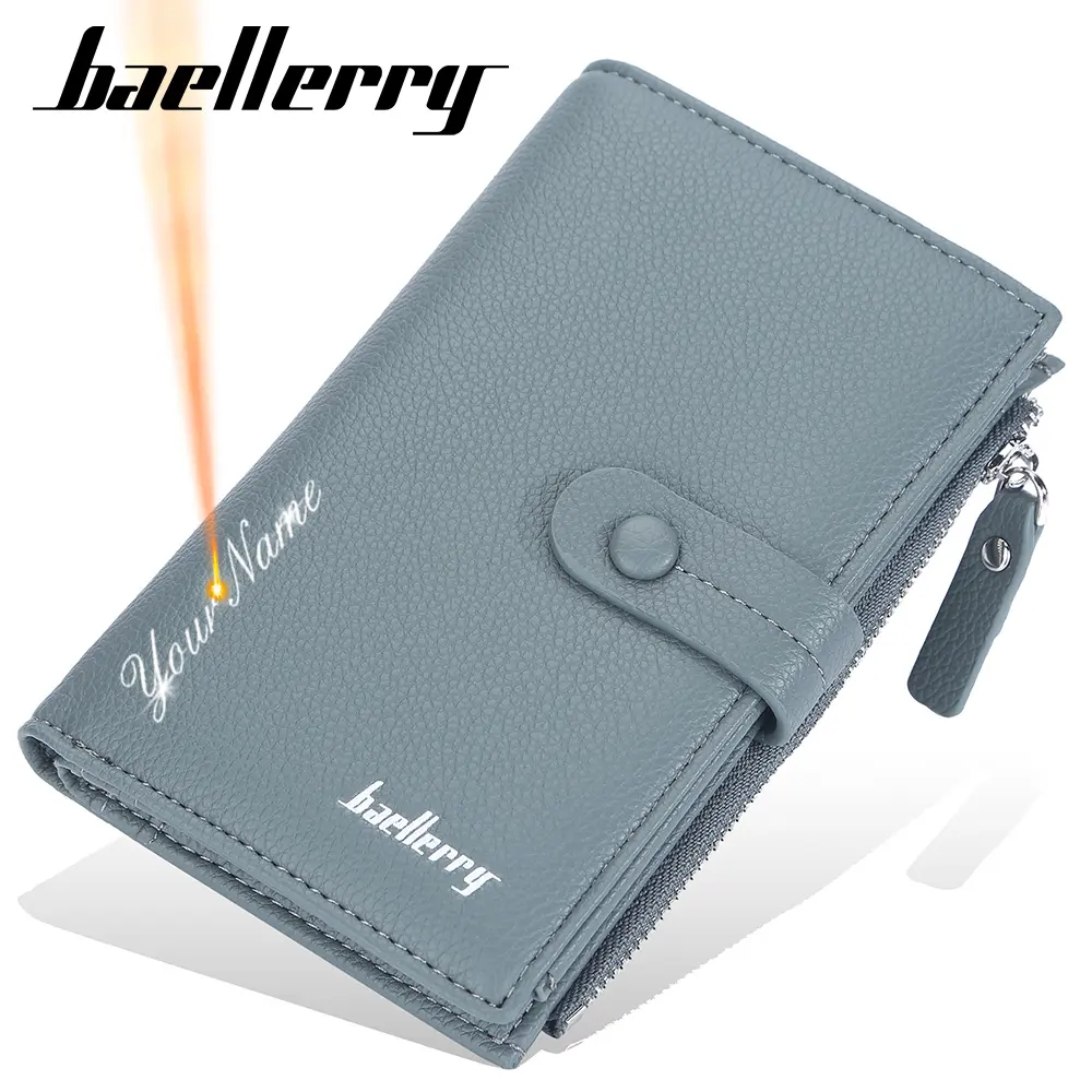 2022 Women Wallets Free Name Cusomized Top Quality 16 Card Holders Classic Female Purse Zipper Brand Wallet For Women