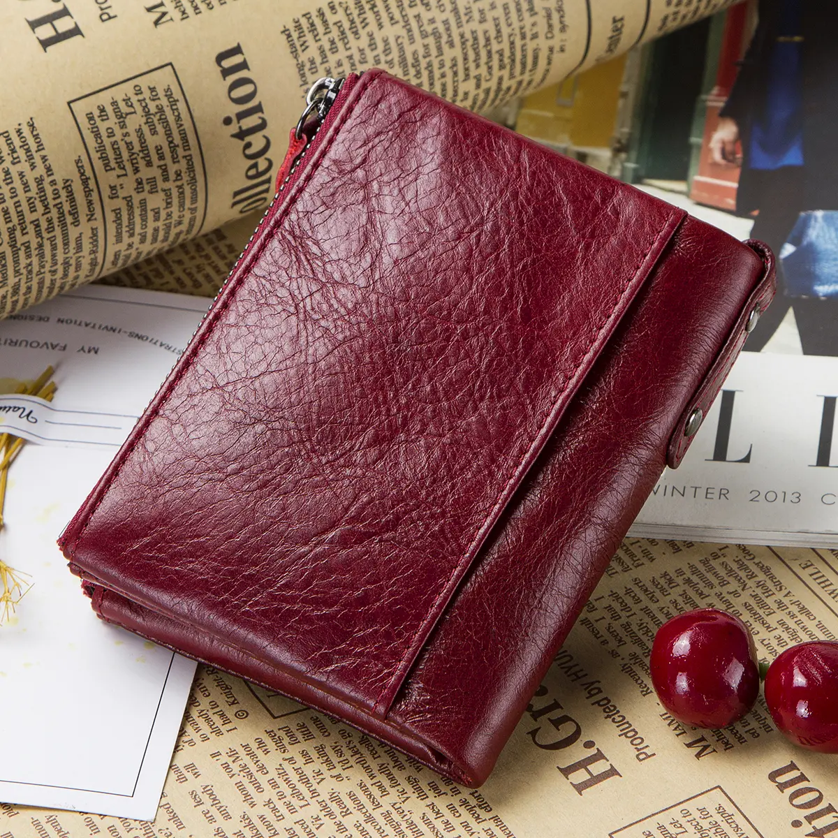 CONTACT'S Genuine Leather Short Wallets for Women Luxury Designer Coin Purse Female Money Clip Card Holder Customize Men Wallets