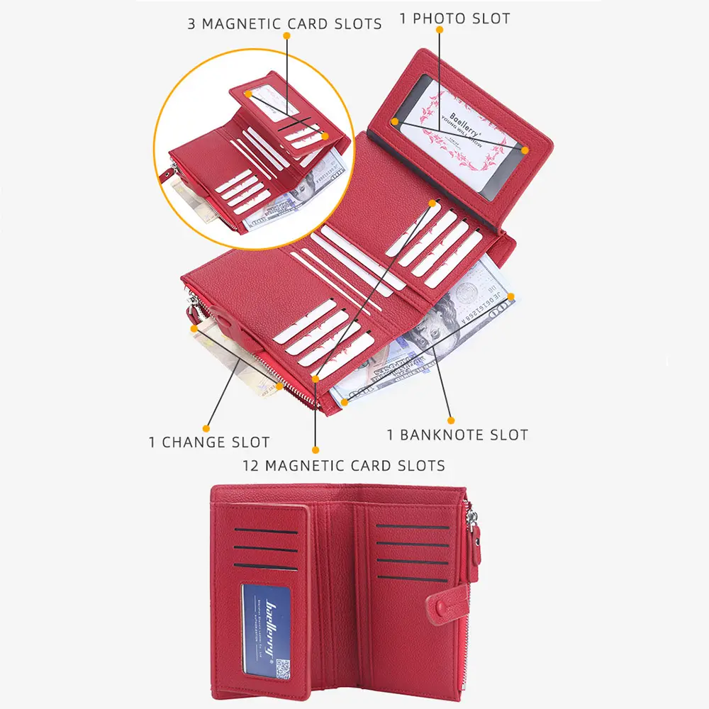2022 Women Wallets Free Name Cusomized Top Quality 16 Card Holders Classic Female Purse Zipper Brand Wallet For Women