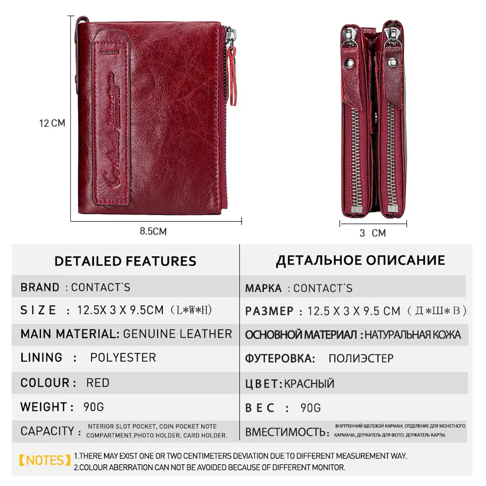CONTACT'S Genuine Leather Short Wallets for Women Luxury Designer Coin Purse Female Money Clip Card Holder Customize Men Wallets
