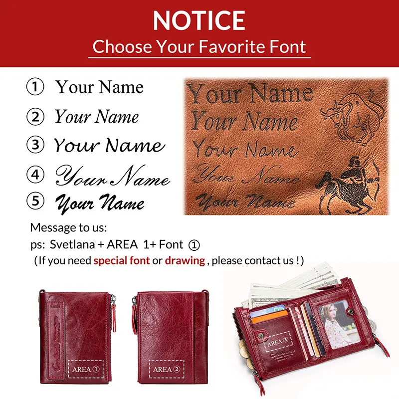CONTACT'S Genuine Leather Short Wallets for Women Luxury Designer Coin Purse Female Money Clip Card Holder Customize Men Wallets