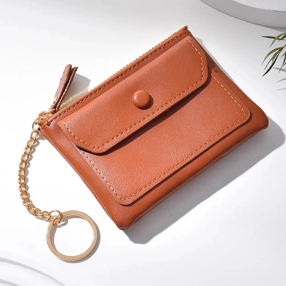 1PC New Fashion Women's Pu Leather Mini Short Wallet Zipper Coin Wallet Credit Card Keychain Wallet