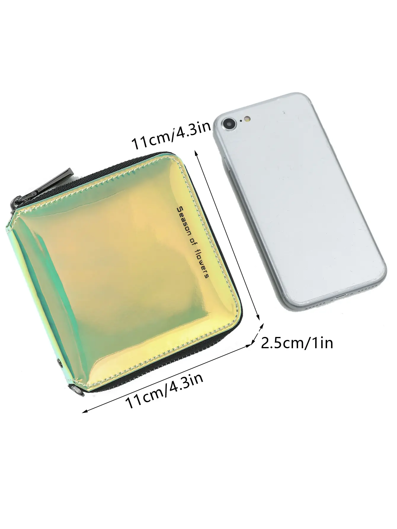 Fashionable laser colored women's short wallet PU leather large capacity multi card slot ID card holder long wallet coin purse
