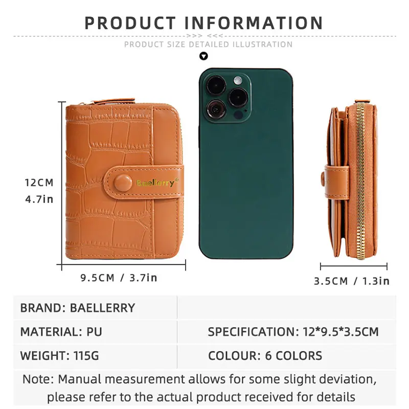 Baellerry New Zipper Women Wallets Large Capacity Card Holder Top Quality Female Purse Coin Pocket Stone Pattern Wallet For Girl
