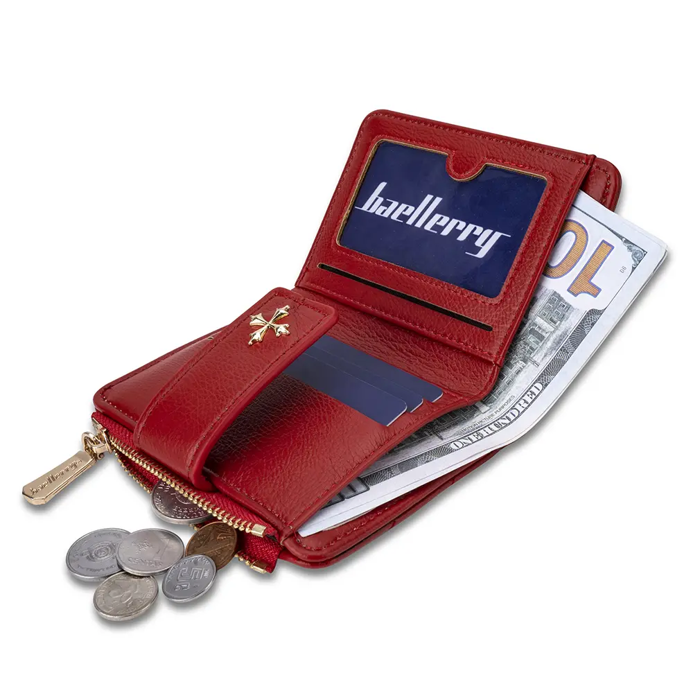 Baellerry New Short Simple Women Wallet High Quality Card Holder Buckle Zipper Coin Pocket Female Purses Small Women's Card Bag