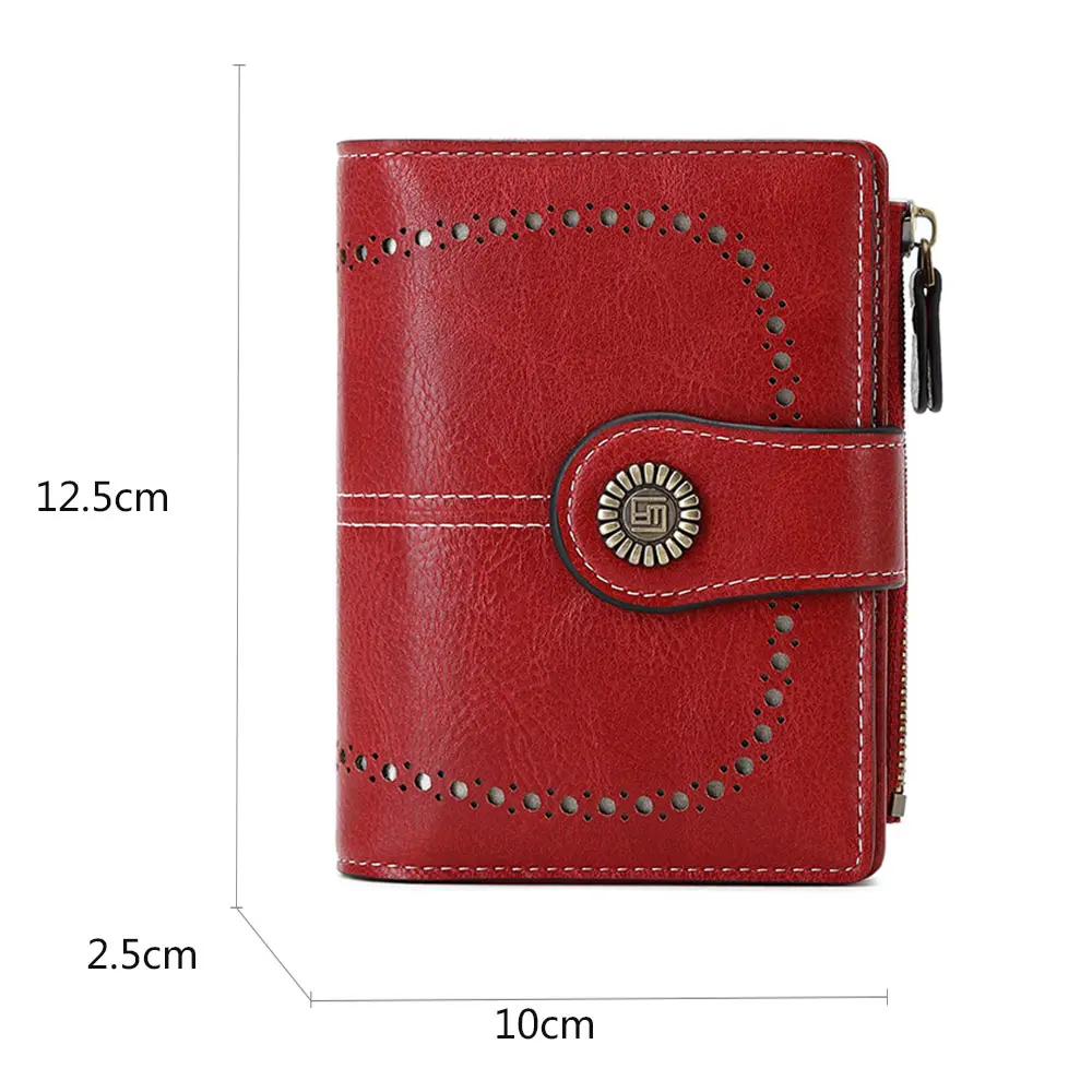 2024 New Short Rfid Women Wallets Name Engraved Zipper Hasp Coin Pocket Women Purse Quality PU Leather Card Holder Female Wallet