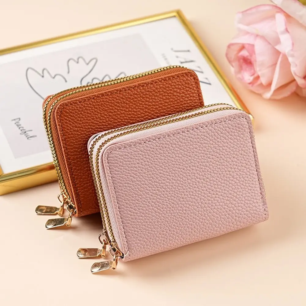 Stylish Women's Card Holder Wallet Double Layer Zipper Multi-Function Compact Design for Cards & Cash Small Portable Organizer