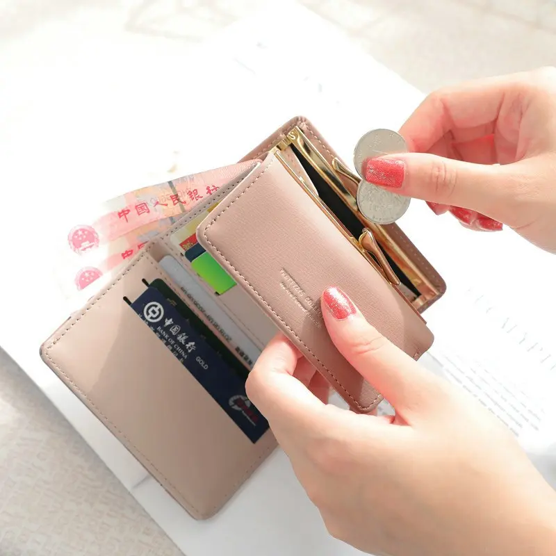 Women Wallets and Purses PU Leather Money Bag Female Short Hasp Purse Small Coin Card Holders Cute Girls Clutch New Women Wallet