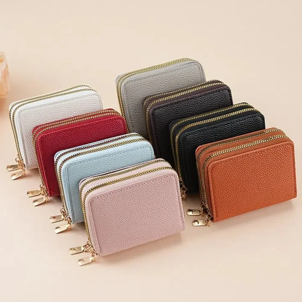 Stylish Women's Card Holder Wallet Double Layer Zipper Multi-Function Compact Design for Cards & Cash Small Portable Organizer