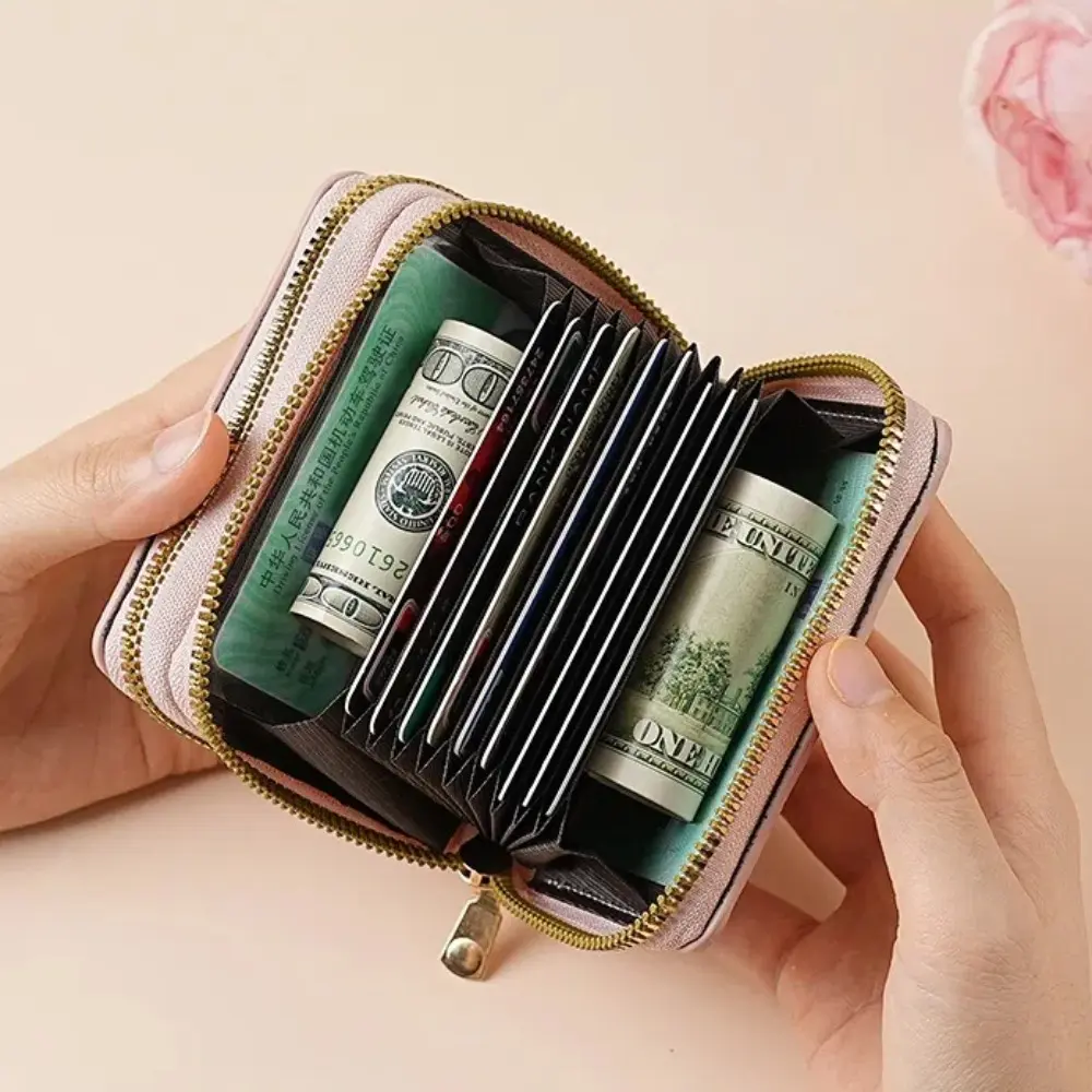 Stylish Women's Card Holder Wallet Double Layer Zipper Multi-Function Compact Design for Cards & Cash Small Portable Organizer