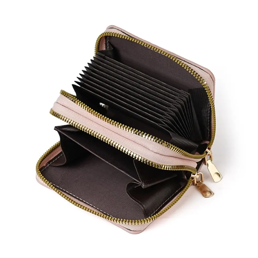 Stylish Women's Card Holder Wallet Double Layer Zipper Multi-Function Compact Design for Cards & Cash Small Portable Organizer
