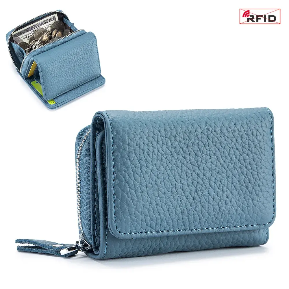 New Women's Wallets Mini RFID Purses Short Genuine Leather Purse Multifunctional Large Capacity Money Bag Change Bag Storage Bag