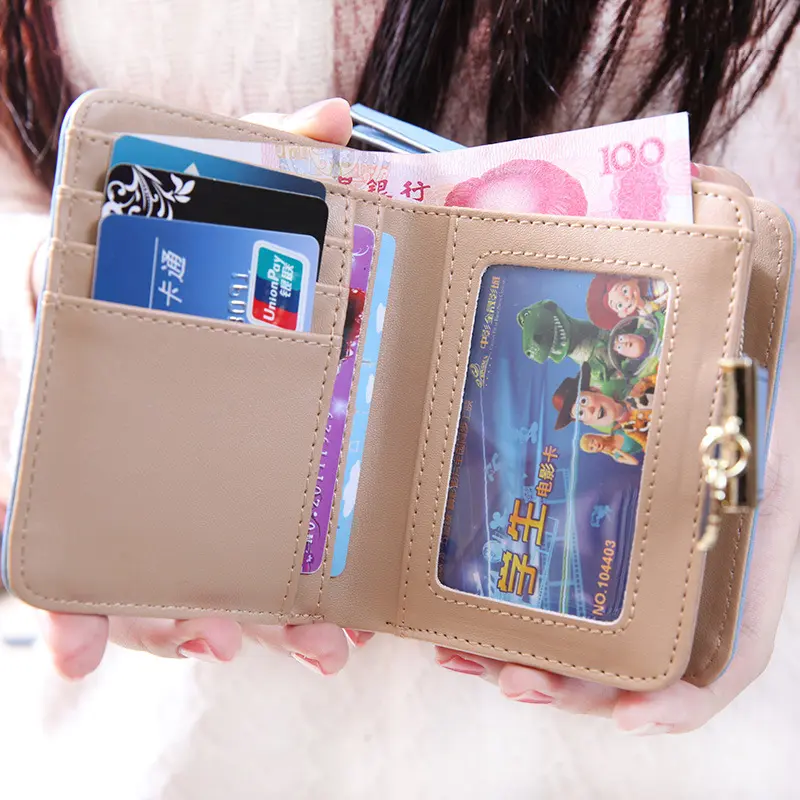 Women's PU Leather Wallet Purse Female Small Walet Portomonee Lady Short Money Bag