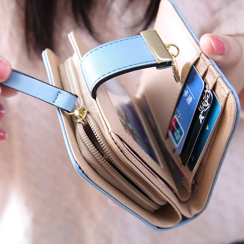 Women's PU Leather Wallet Purse Female Small Walet Portomonee Lady Short Money Bag