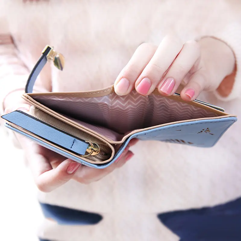 Women's PU Leather Wallet Purse Female Small Walet Portomonee Lady Short Money Bag