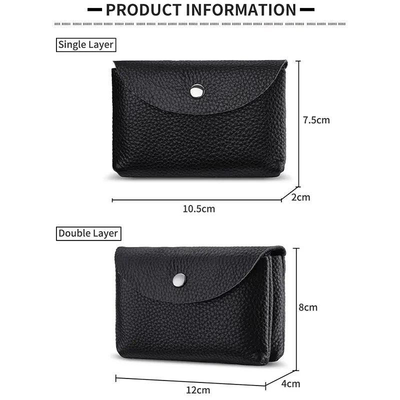 Genuine Leather Short Coin Wallets Card Holder Bag Case Portable Retro Cowhide Small Money Purse For Men Women Earphone Pouch