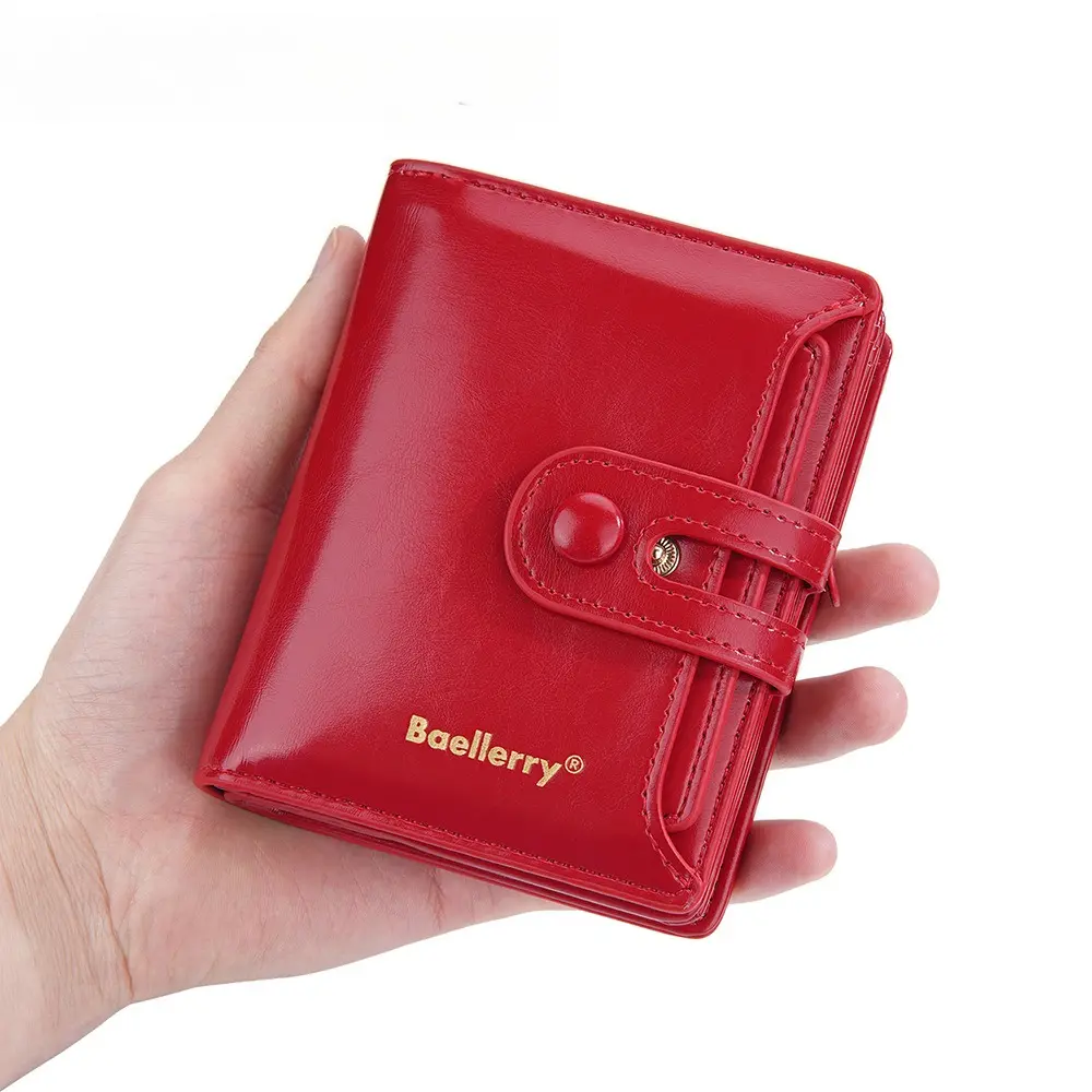 Fashion Luxury Women Foldable Wallet Card Bag Pu Leather Short Style Card Holder Travel Outdoor Multifunctional Zipper Purse