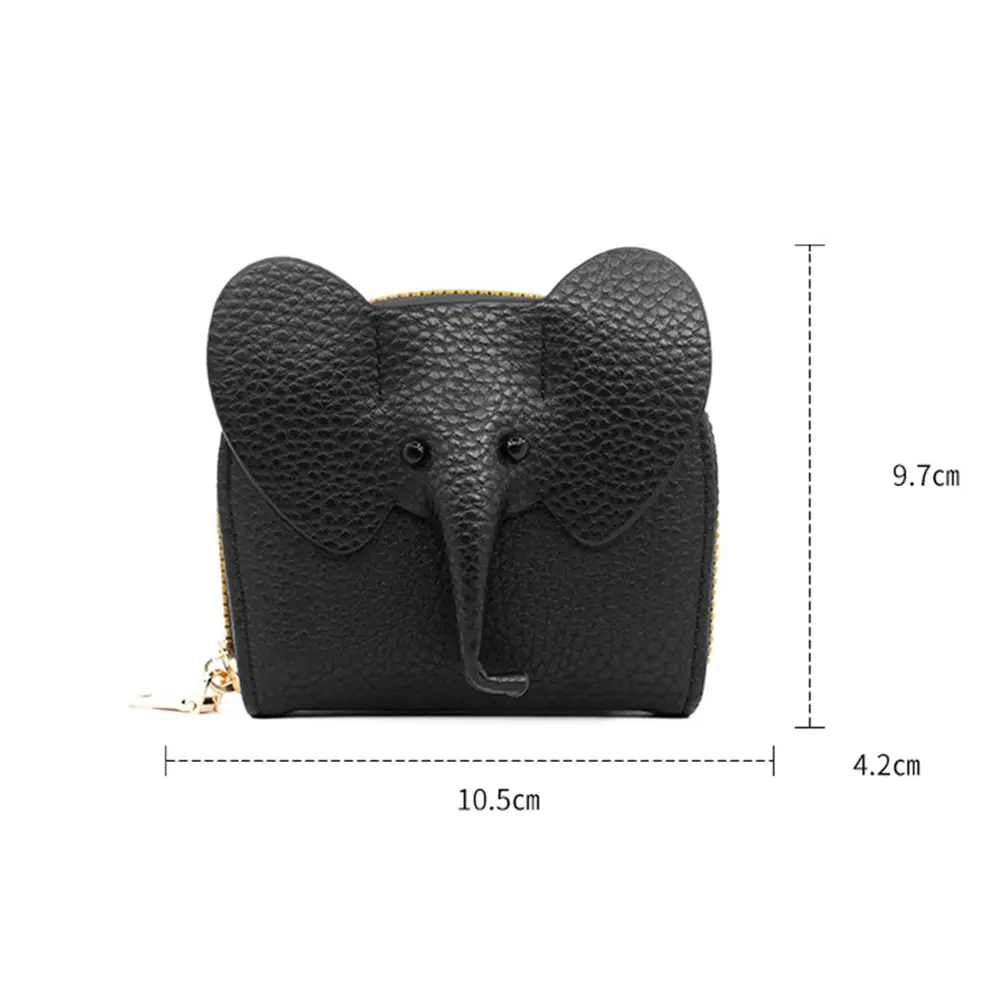 New Short Women Card Wallets Zipper Coin Pocket Card Bags Female Coin Purses Card Holder Cute Small  Elephant Wallet